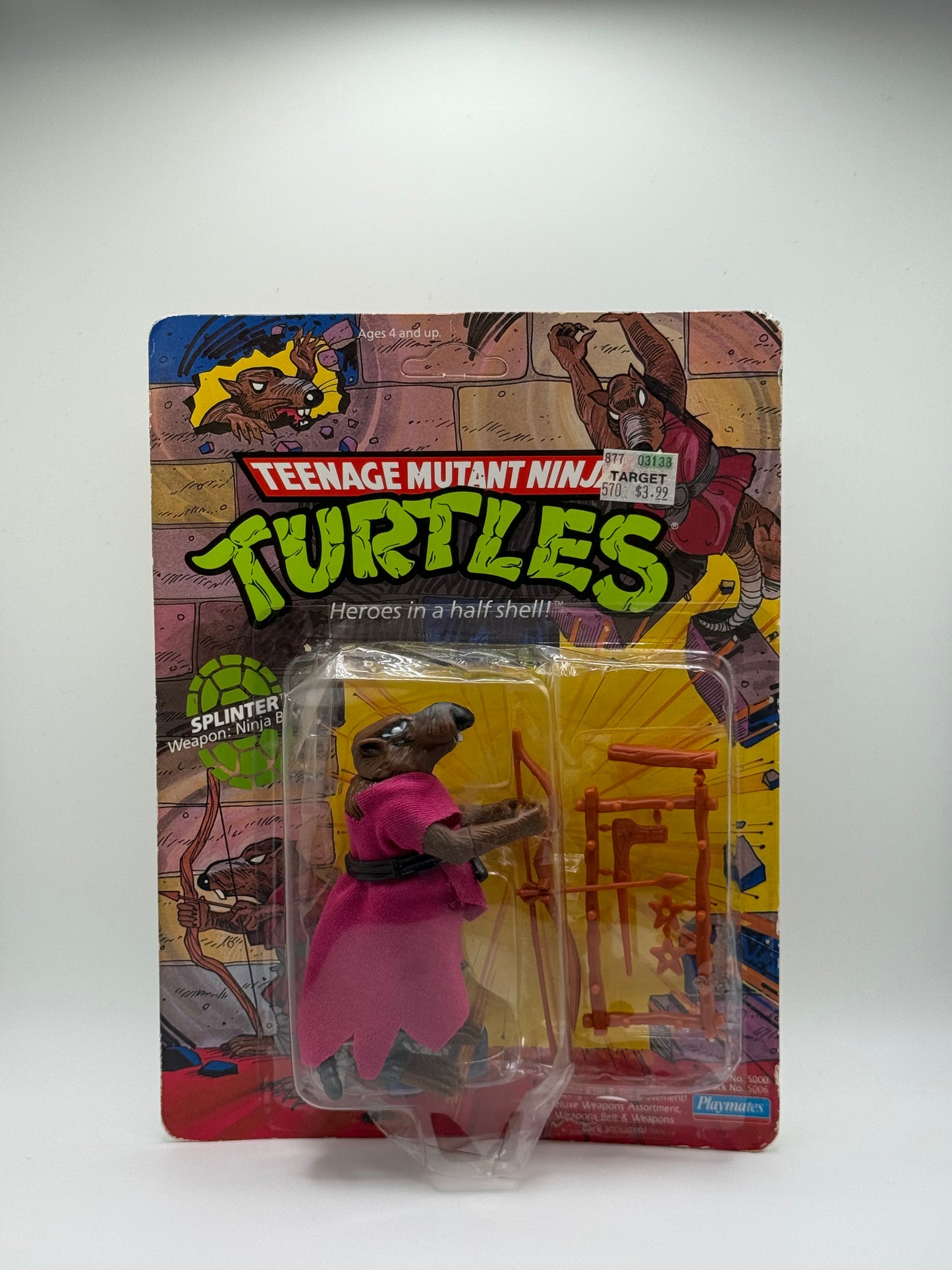 Vintage Teenage Mutant Ninja Turtles Splinter Action Figure MOC Playmates