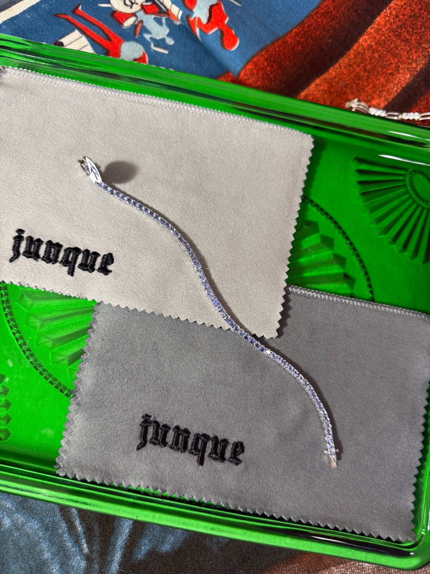 .925 Sterling silver tanzanite lavender purple gemstone bracelet 7.5”