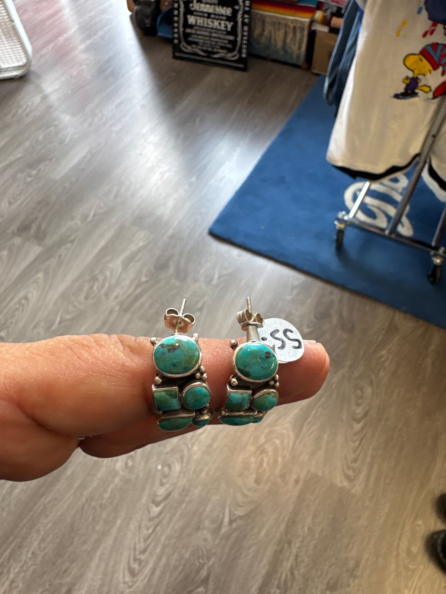 .925 Sterling Silver turquoise earrings