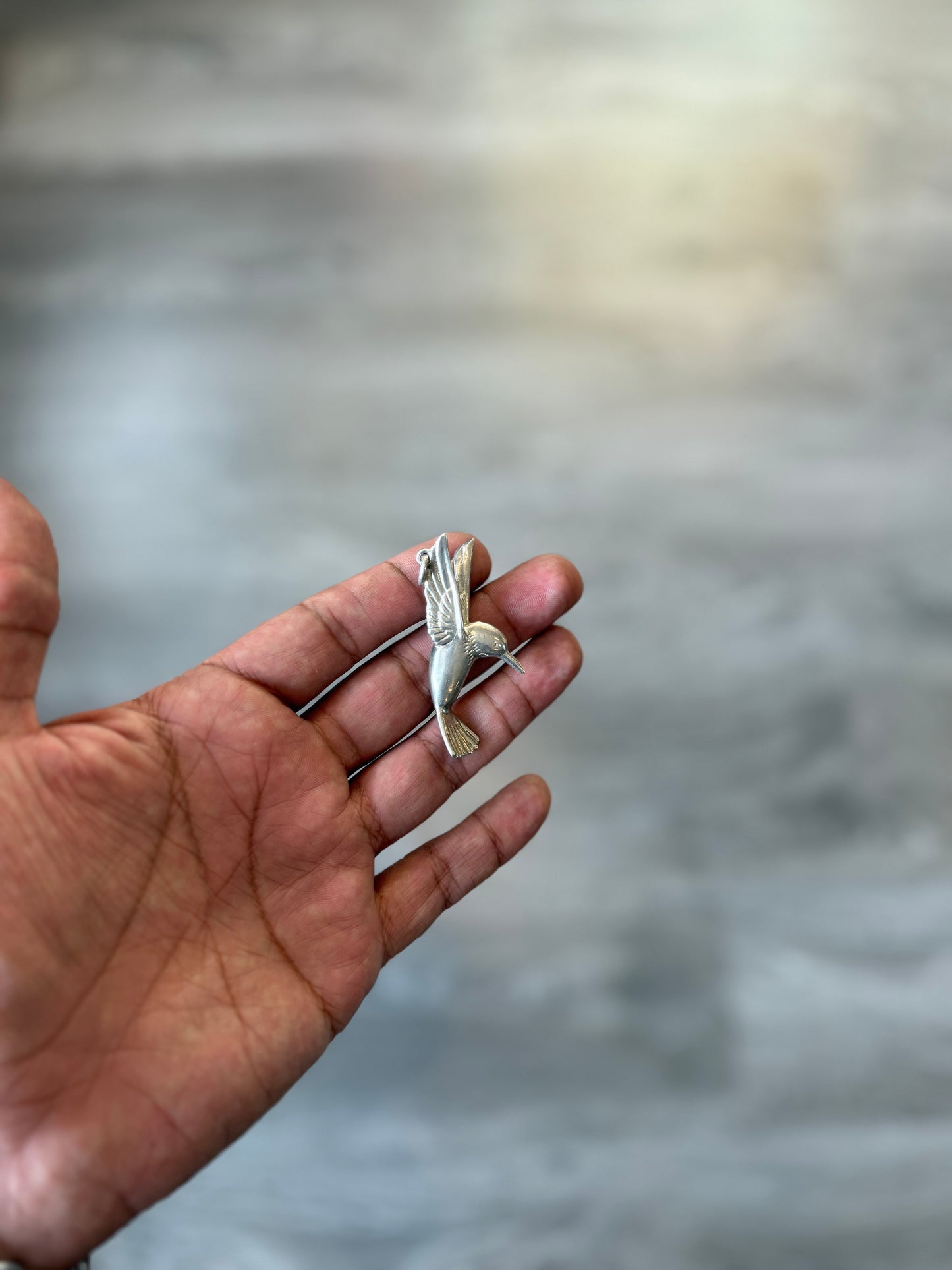 .925 Sterling silver pendant solid hummingbird