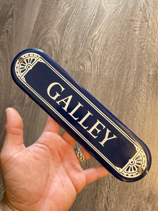 Vintage Galley Tin Sign Blue Display