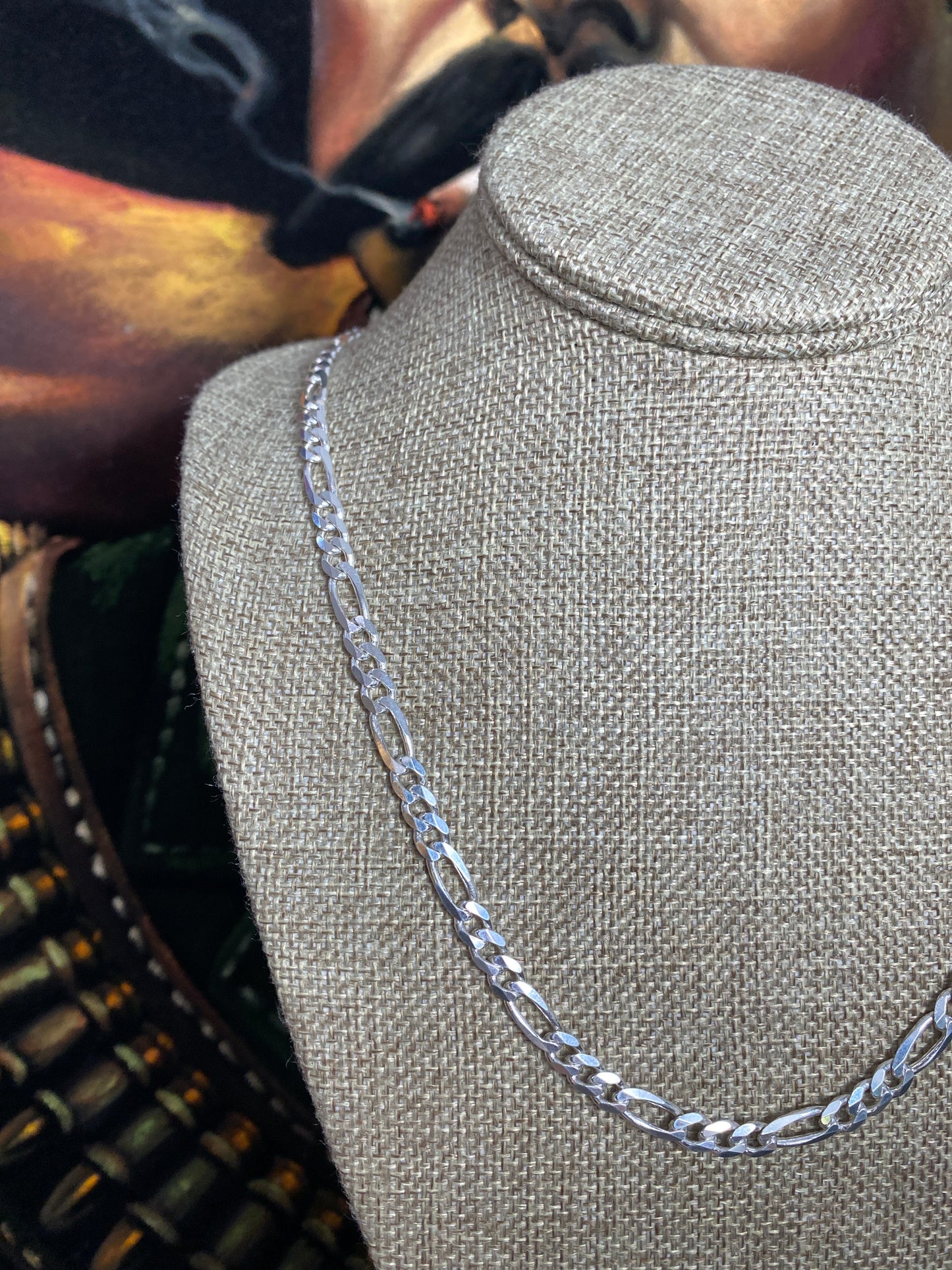 .925 Sterling Silver Solid Figaro Link Chain 24”