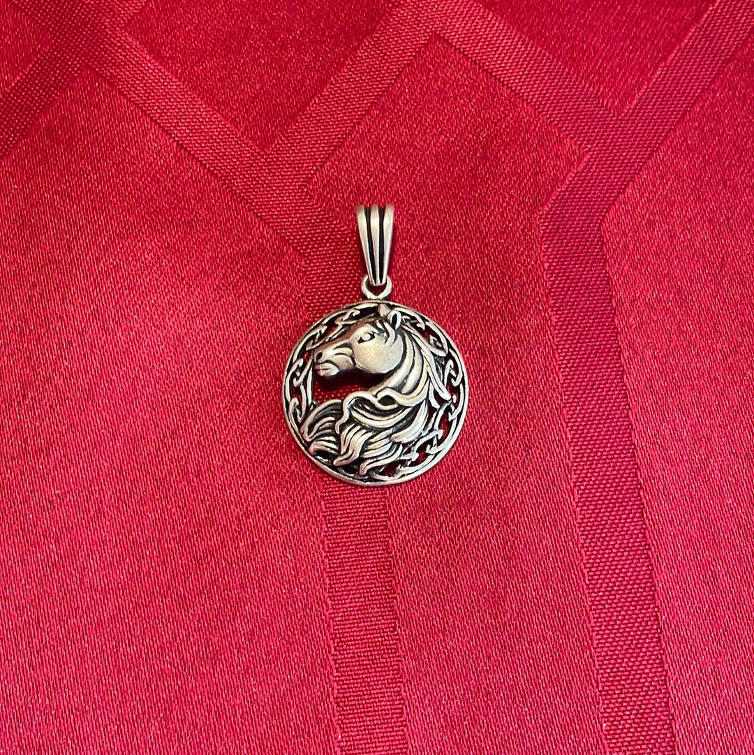 .925 sterling silver horse pony  pendant