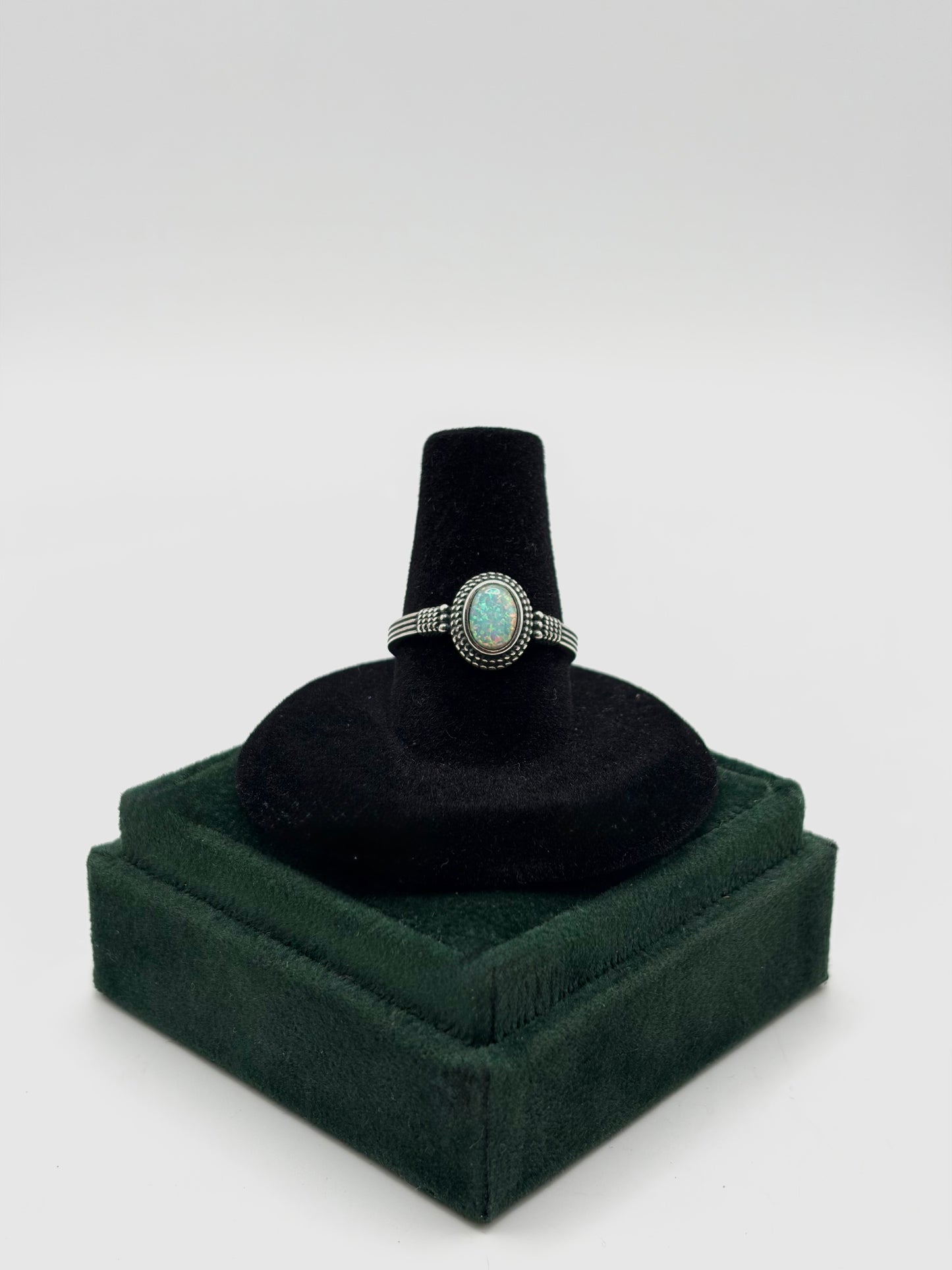.925 Sterling Silver Western Opal Stone Ring Sz. 8