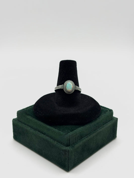 .925 Sterling Silver Western Opal Stone Ring Sz. 8