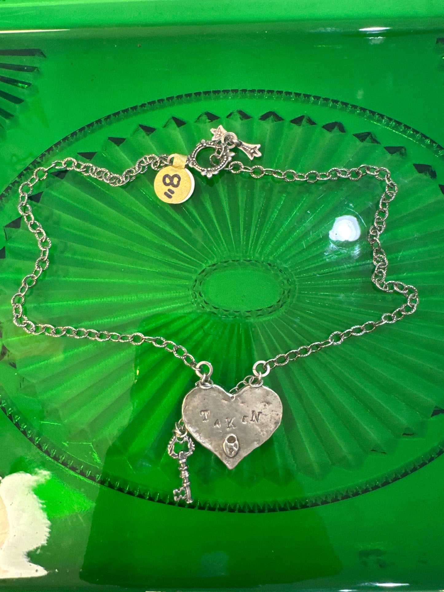 .925 Sterling Silver Taken, Available heart necklace