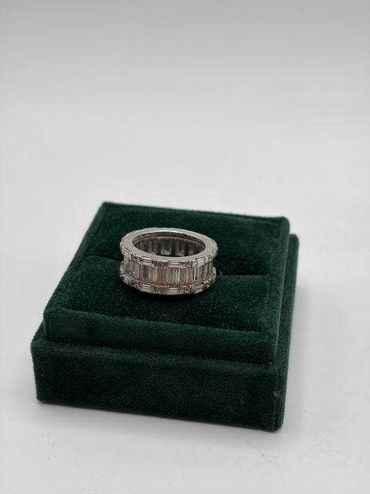 .925 Sterling Silver Baguette Eternity Band Ring Sz. 7