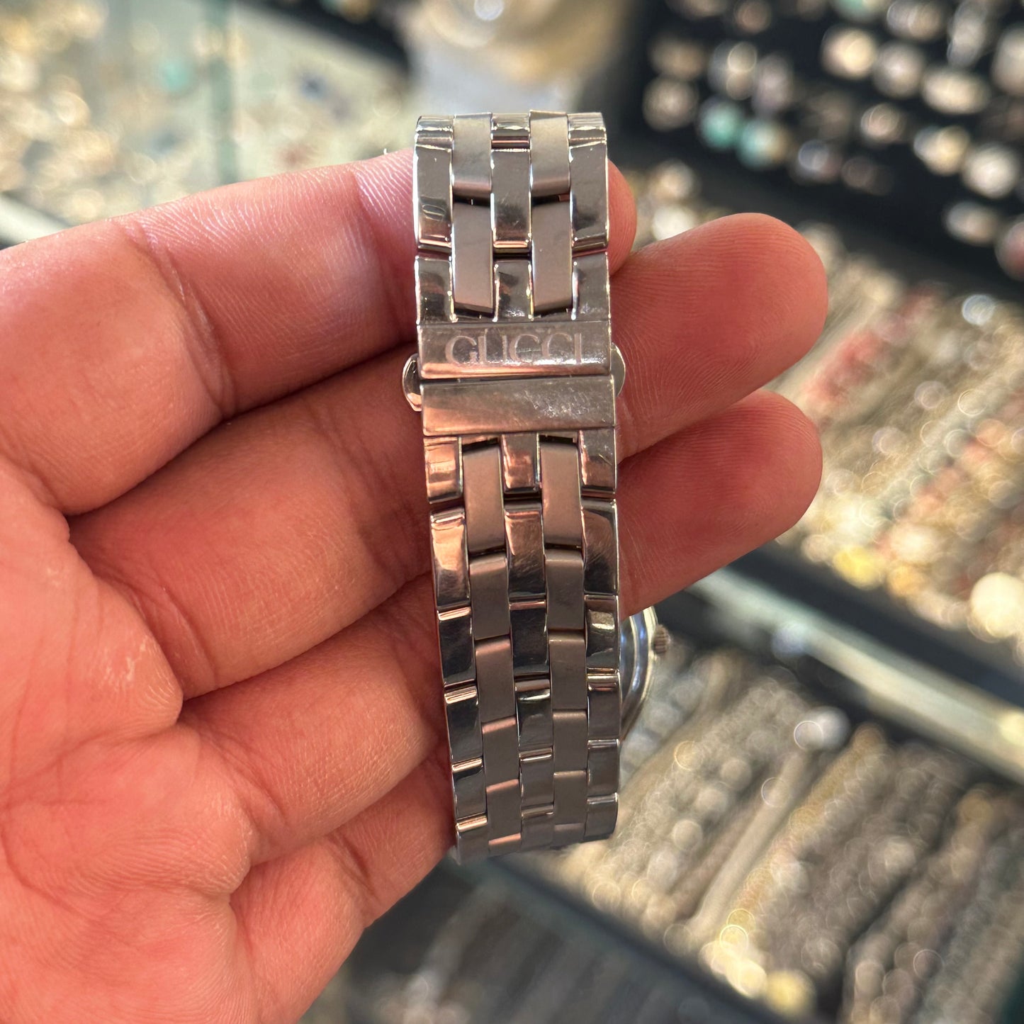 Gucci Stainless Steel Black Dial Watch w/ Roman Numerals & Date - Swiss
Made