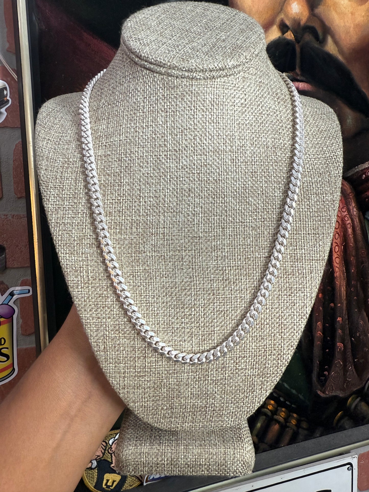 .925 Sterling silver solid Cuban link chain 22”