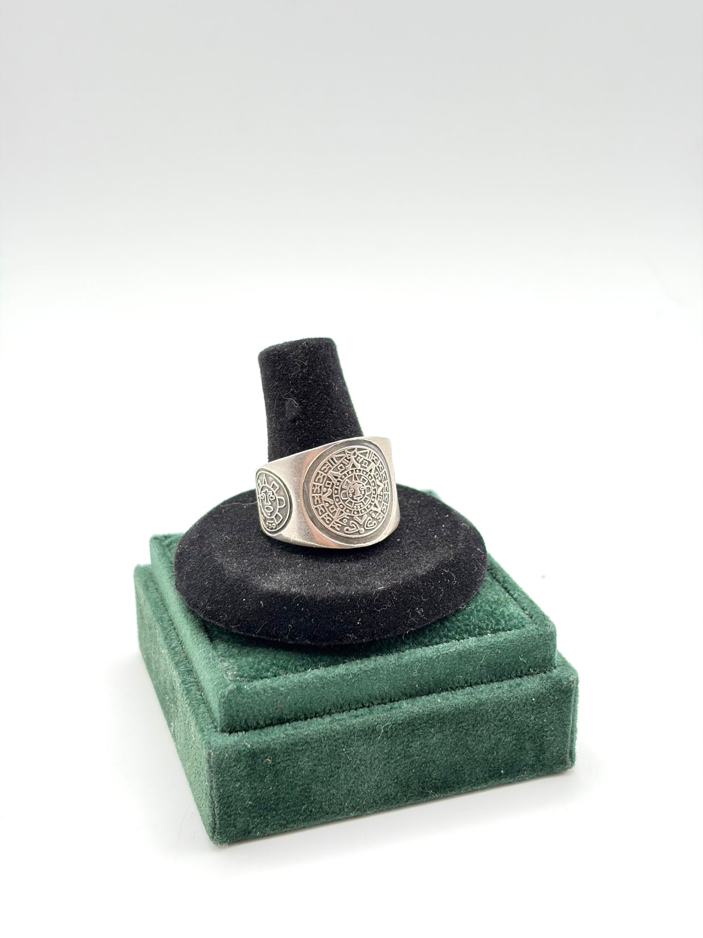 .925 Sterling Silver Aztec Coin Ring Sz. 11