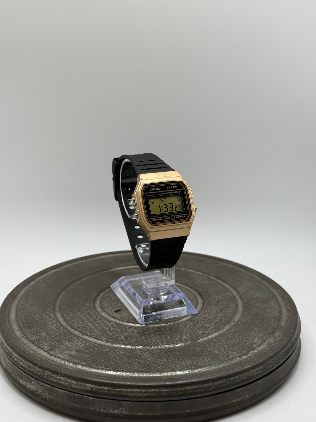Casio F-91W Gold Tone Digital Watch Black Resin Band