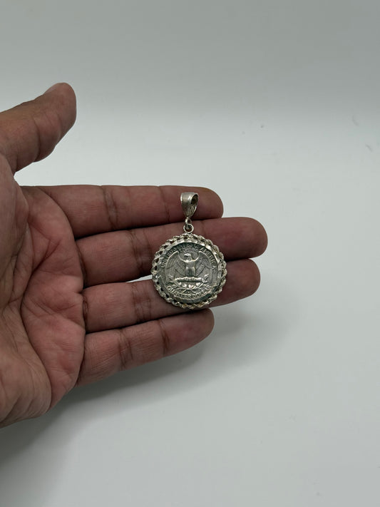 .925 Sterling Silver United States Quarter Coin Pendant 1958