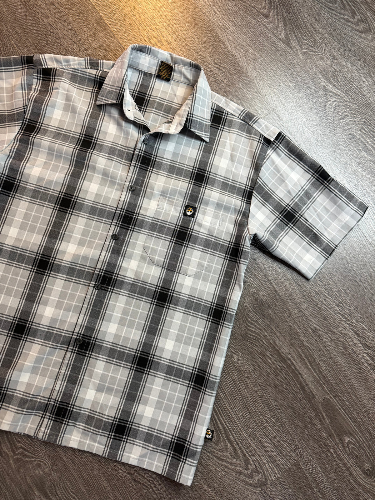 Lowrider Black and White Plaid Short Sleeve Button-Up Shirt Sz. Large