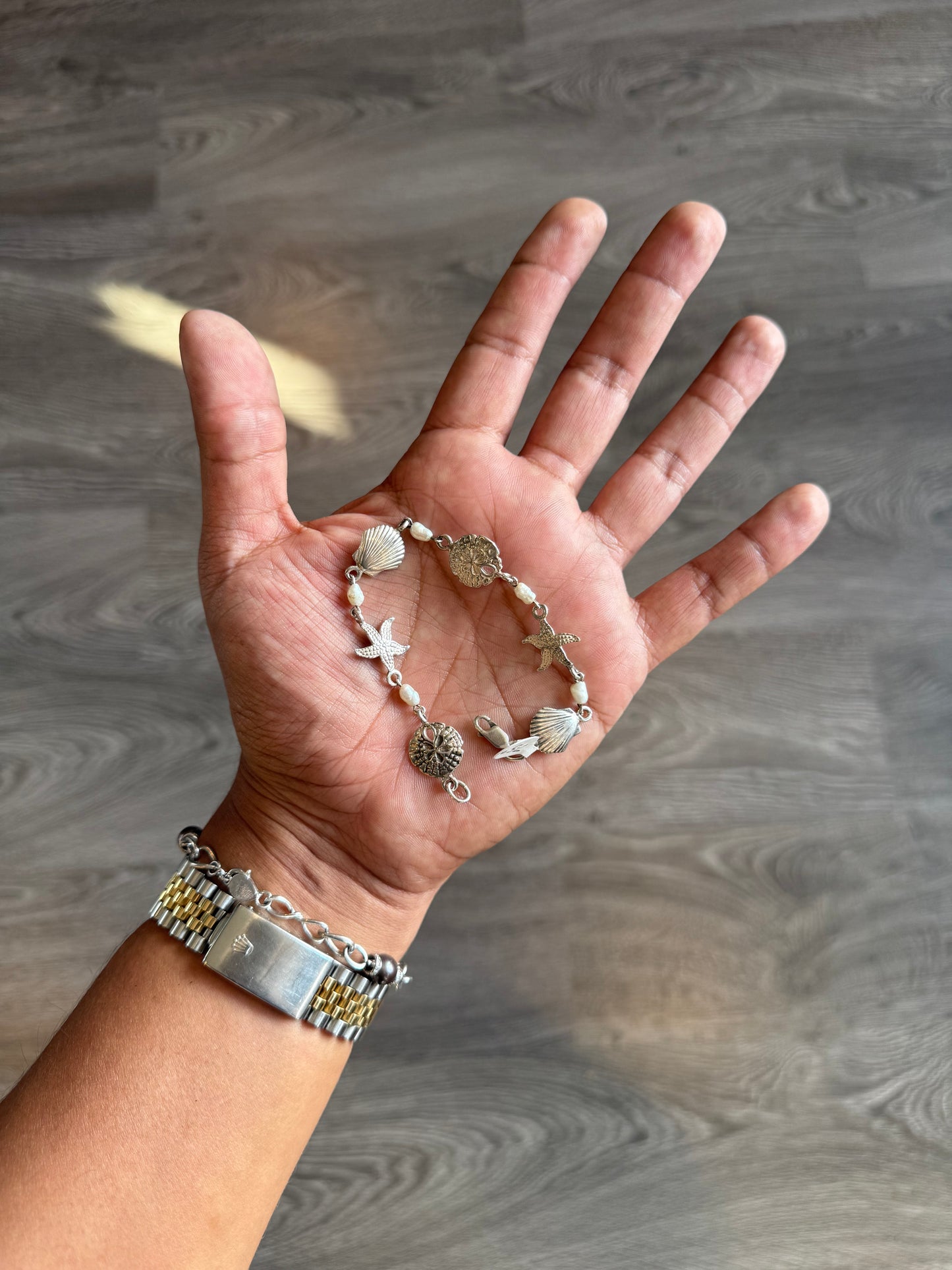 .925 Sterling silver seashell  bracelet 7.5”