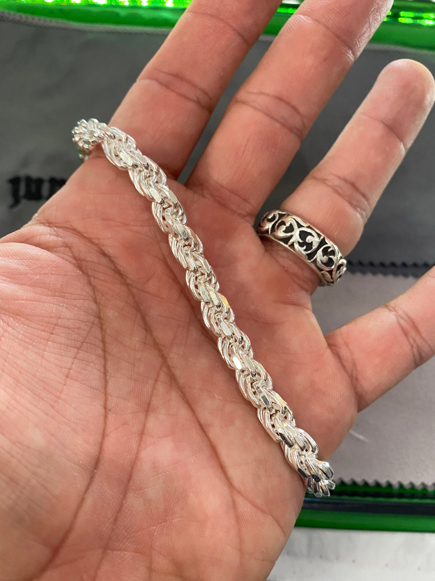 .925 Sterling Silver Heavy Thick Rope Bracelet 8.5”