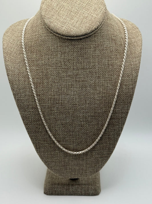 .925 Sterling Silver Rope Chain Necklace Twisted Link 27”