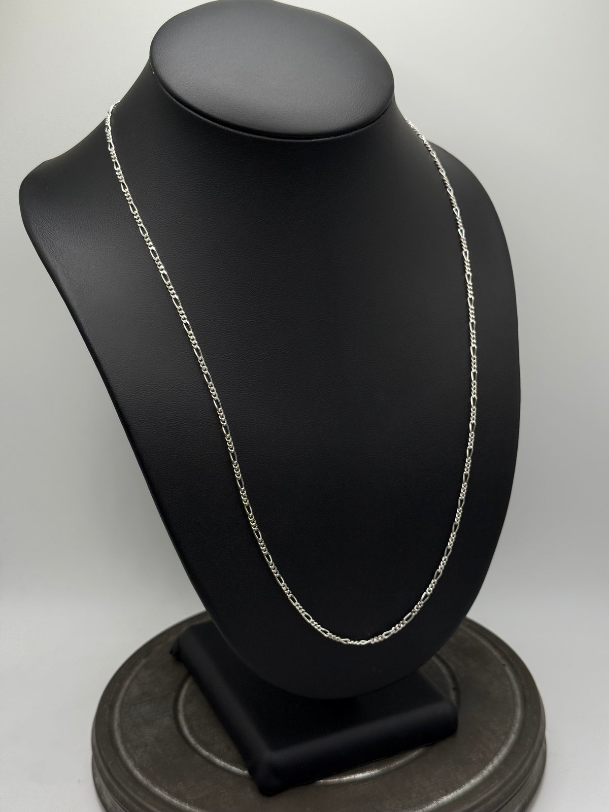 .925 Sterling Silver Figaro Chain Necklace – Thin 24”
