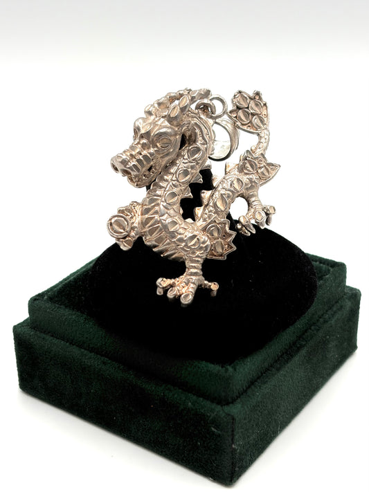 .925 Sterling Silver Chinese Zodiac Dragon Pendent