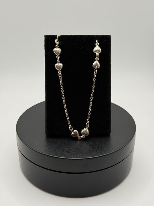 .925 Sterling Silver Anklet Heart Design