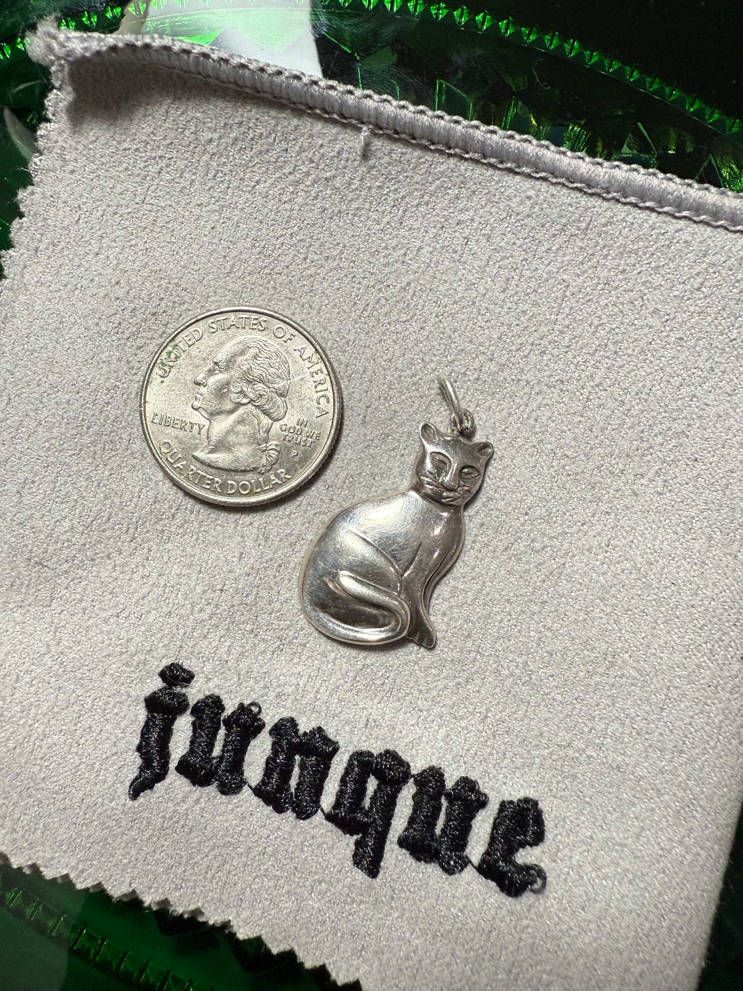 .925 Sterling silver cat pendant