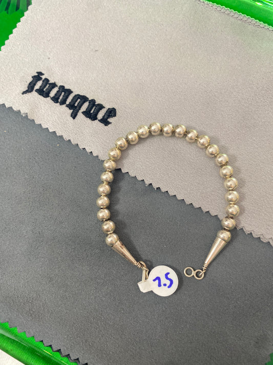 .925 Sterling Silver Beaded Bracelet Sz 7.5”