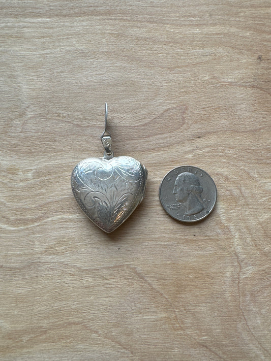 .925 Sterling silver heart locket pendant