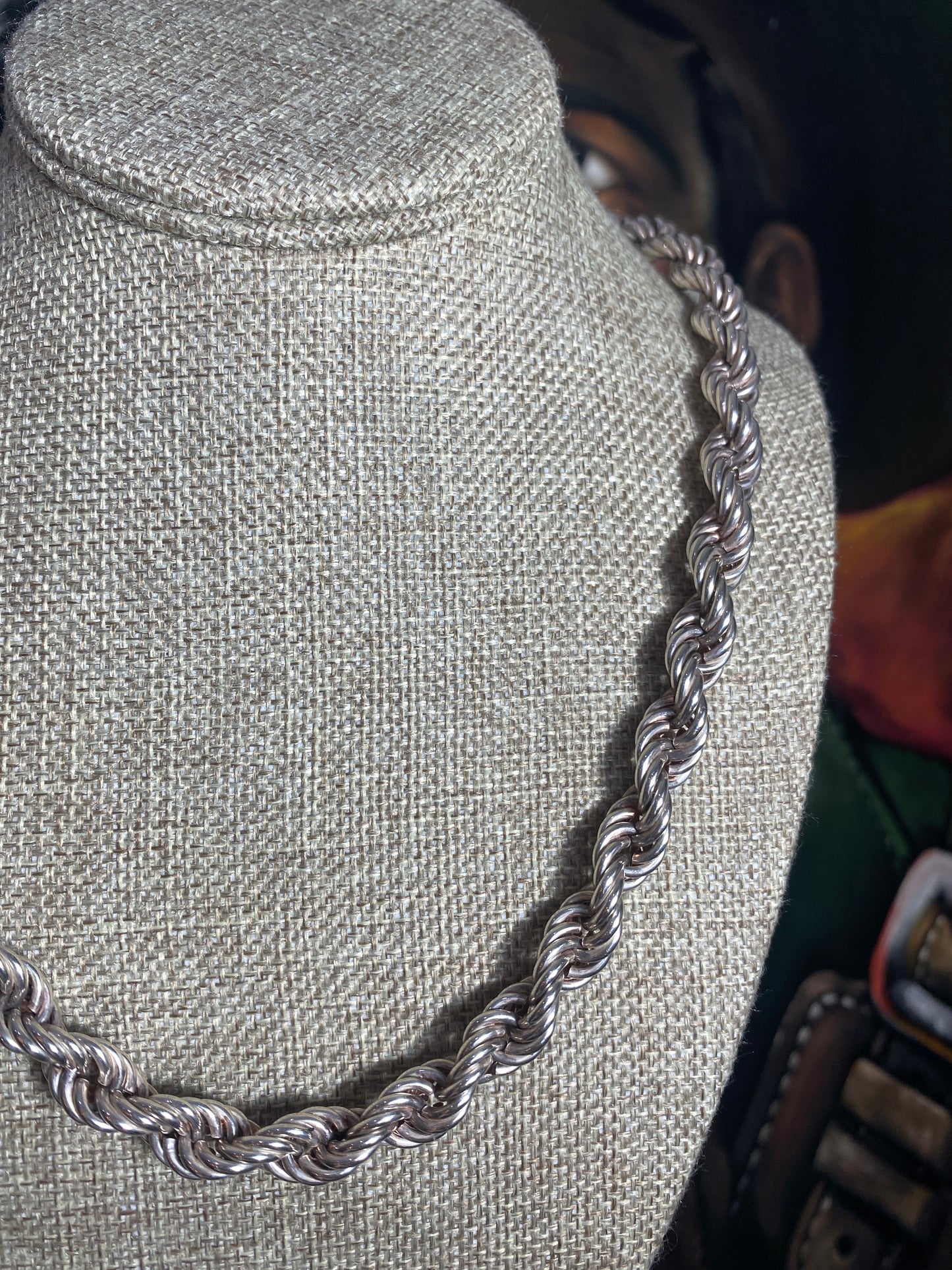 .925 Sterling Silver Thick Chunky Rope Chain 24”