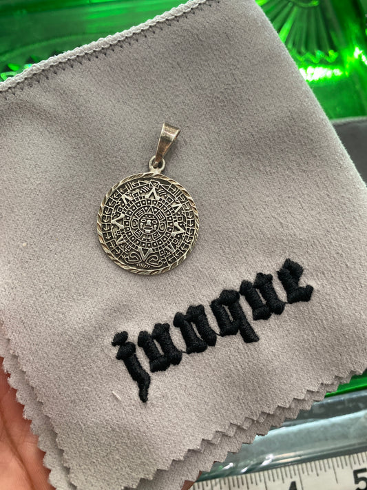 .925 Sterling Silver Vintage Aztec Calendar Pendant