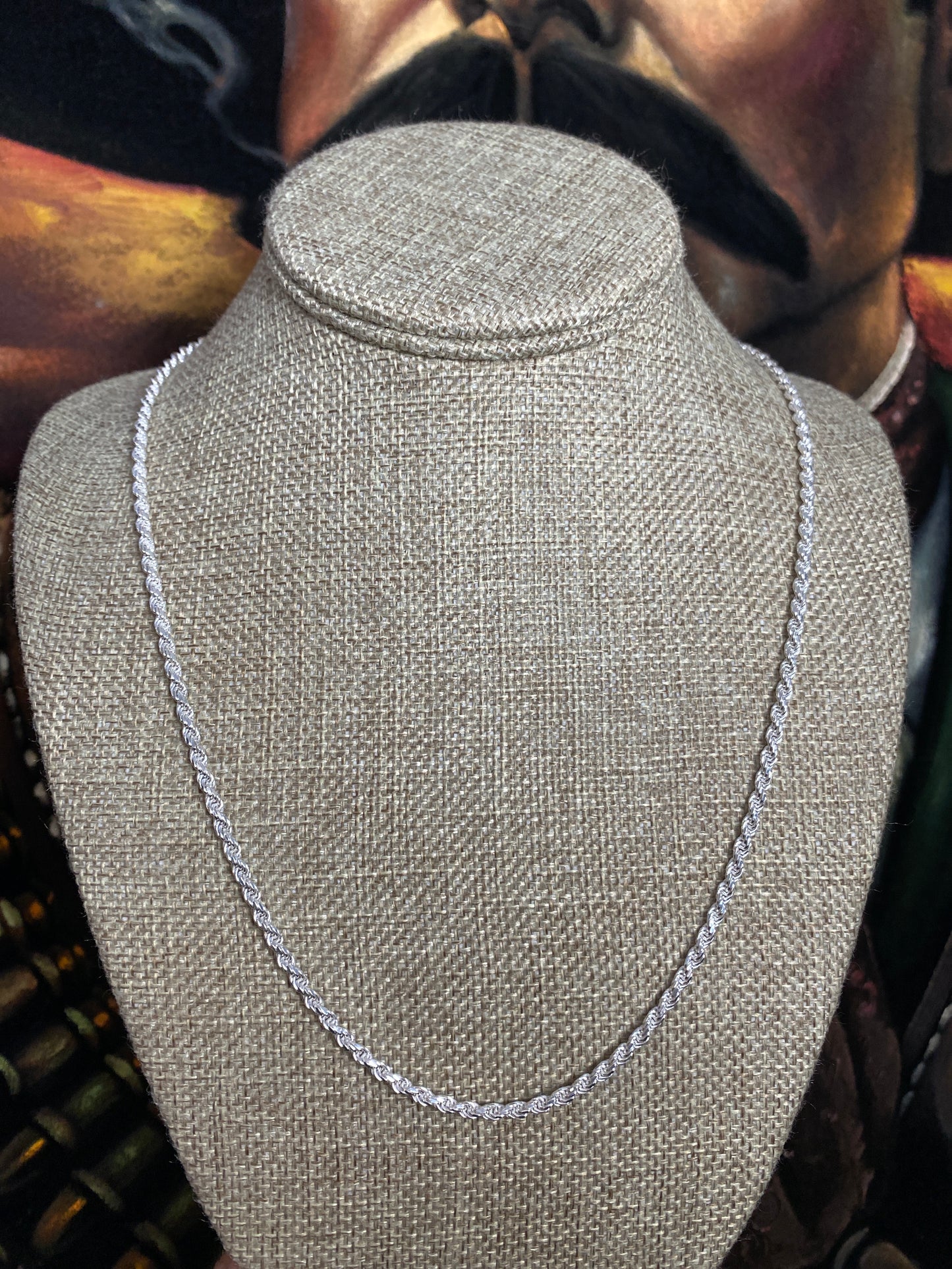 .925 Sterling Silver Solid Rope Chain 22”