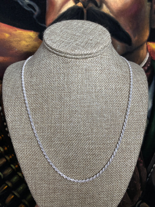 .925 Sterling Silver Solid Rope Chain 22”
