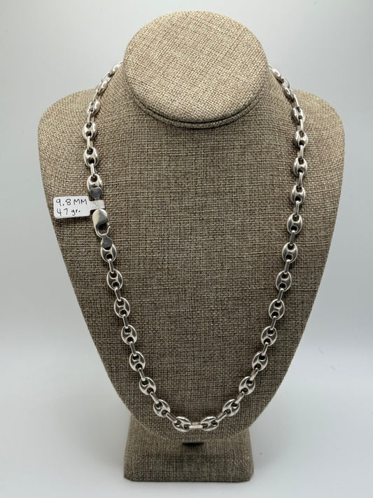 .925 Sterling Silver Gucci puff Anchor Link Chain 24”