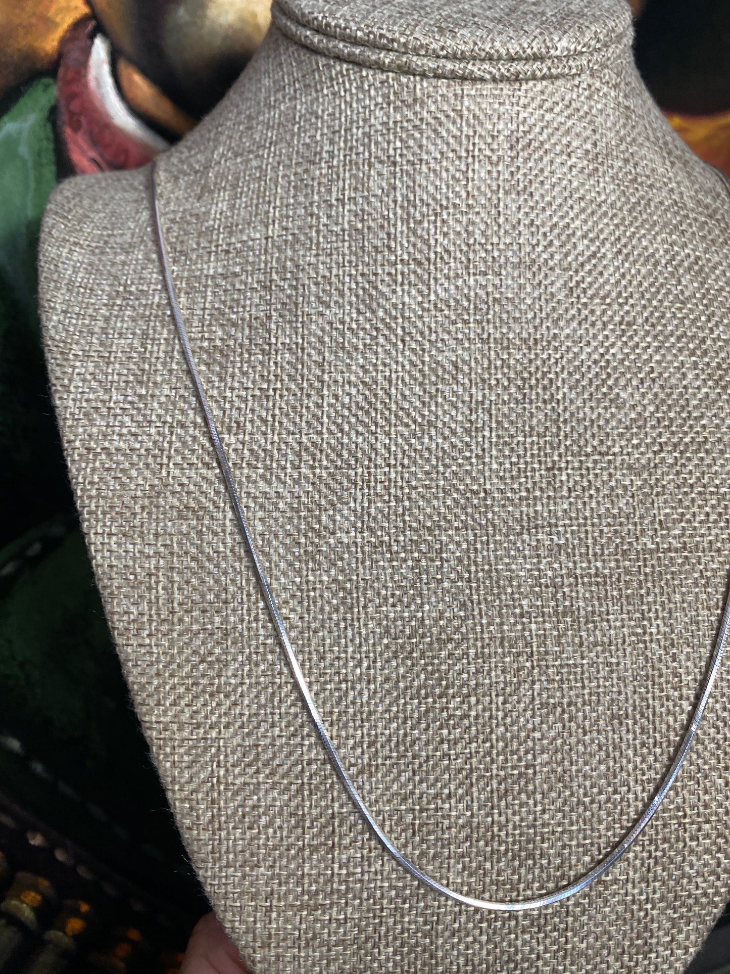.925 Sterling Silver Thin Flat Link Chain 24”