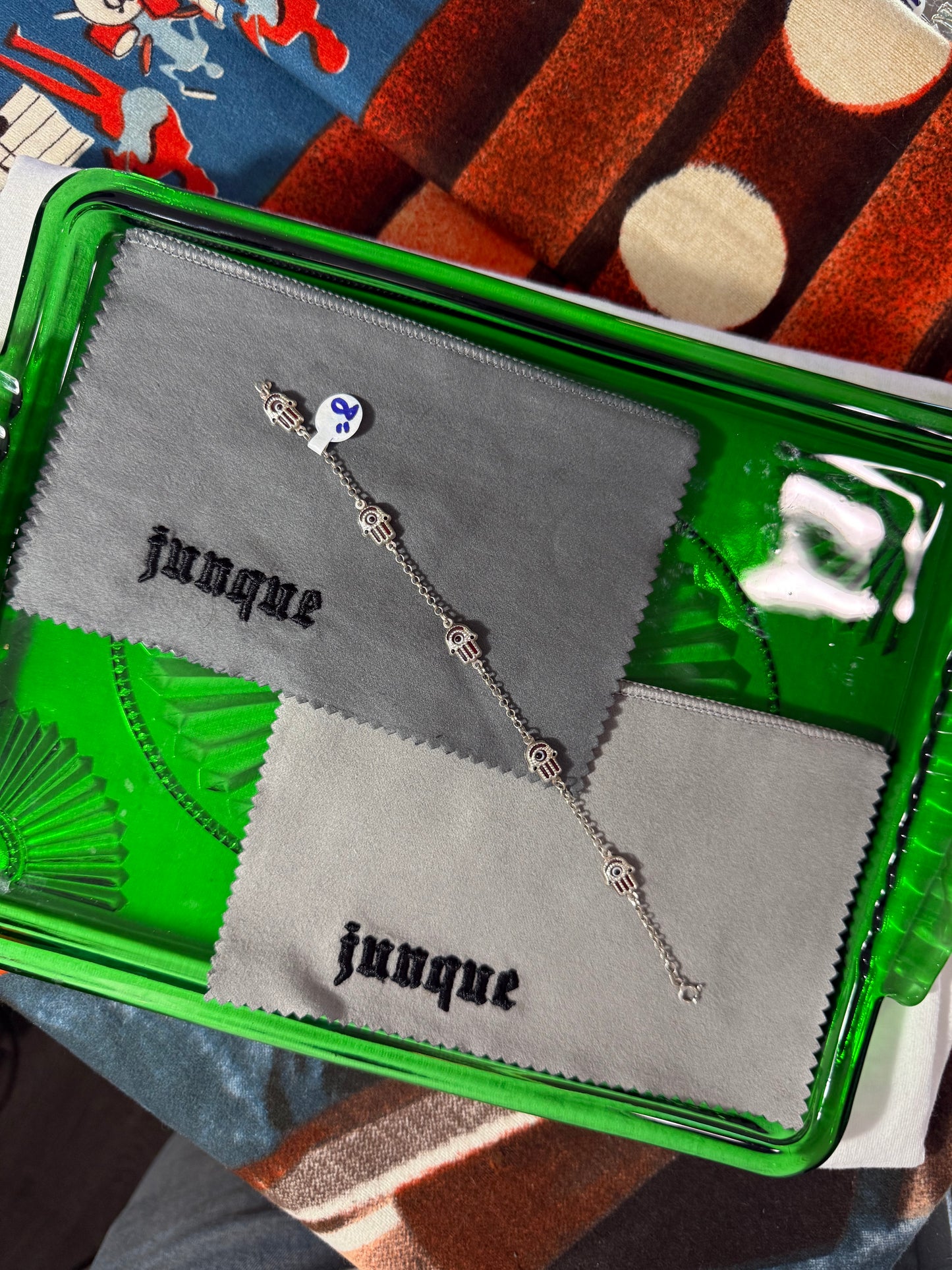 .925 Sterling Silver hamsa hand bracelet 8”