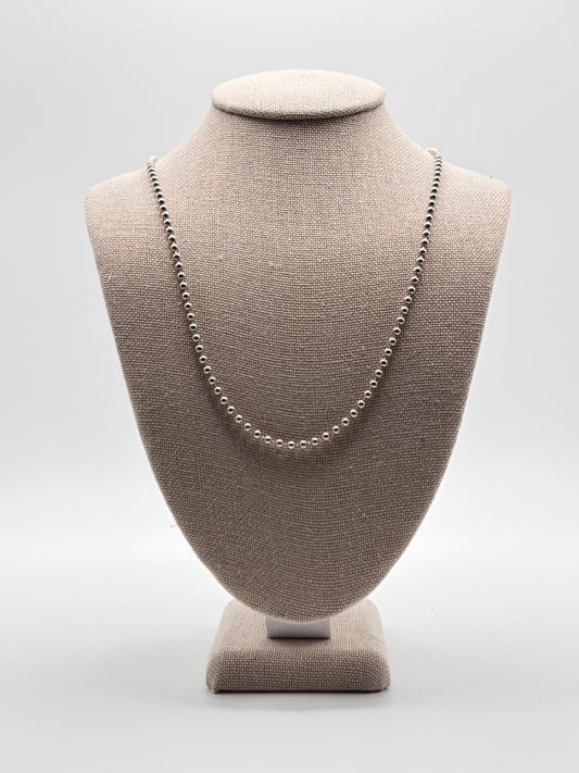 .925 Sterling Silver Bead Chain Necklace sz 23 in