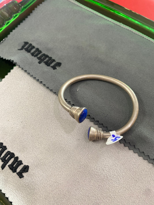 .925 Sterling Silver lapis Bangle Cuff Bracelet