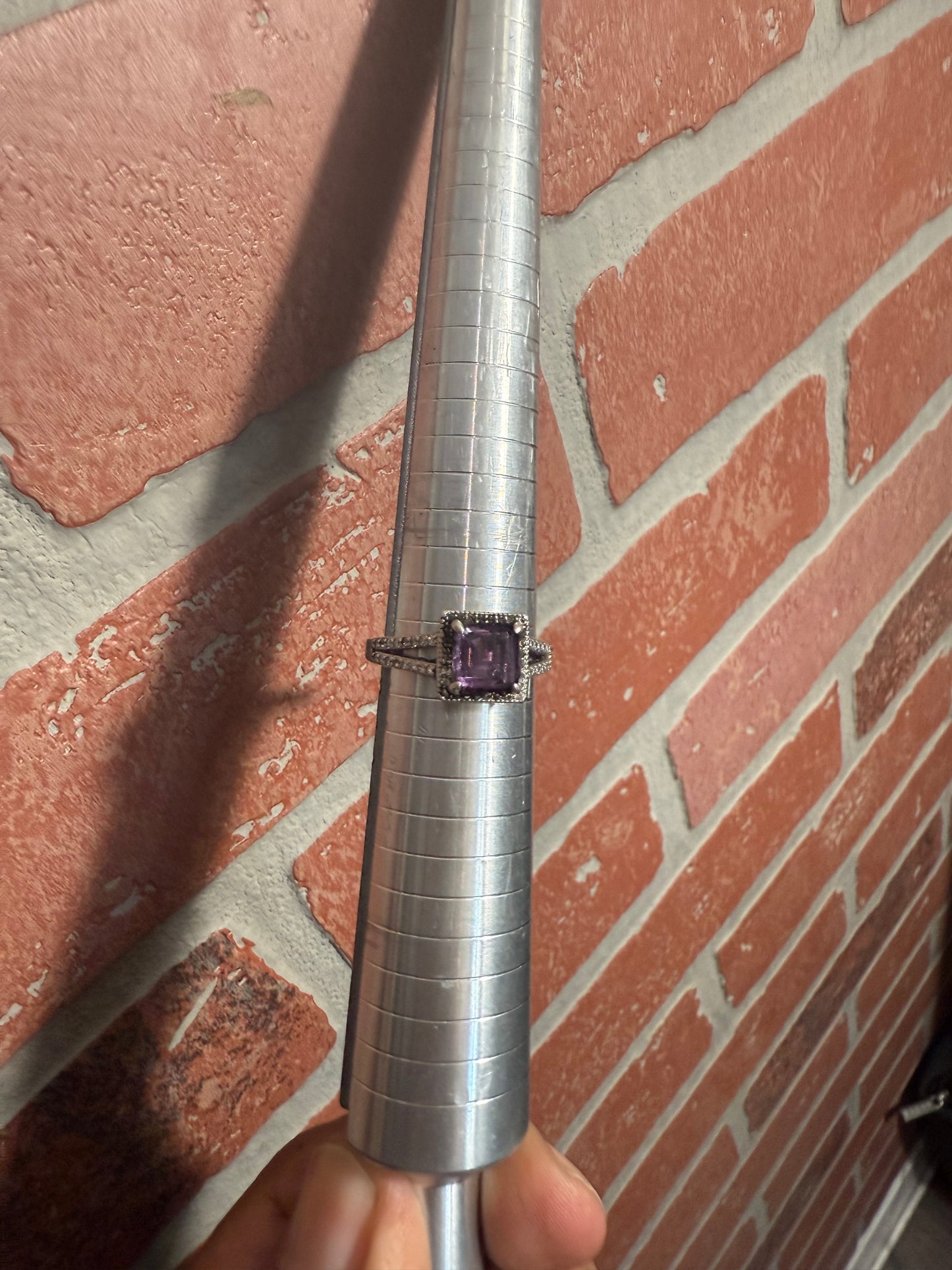 .925 Sterling silver amethyst ring CZ 11”