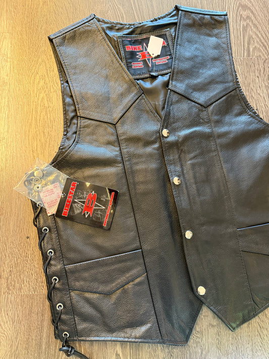 Bike Star Leather Biker Motorcycle Vest Sz Medium