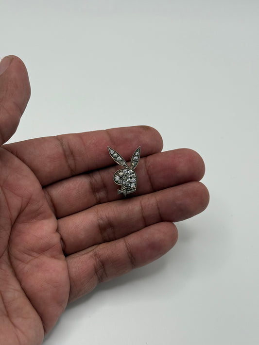 .925 Sterling Silver Playboy Bunny CZ Pin