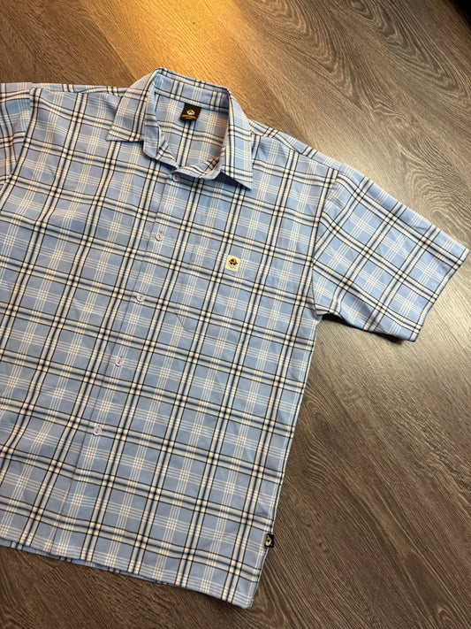 Lowrider Light Blue Plaid Short Sleeve Button-Up Shirt Sz. Large