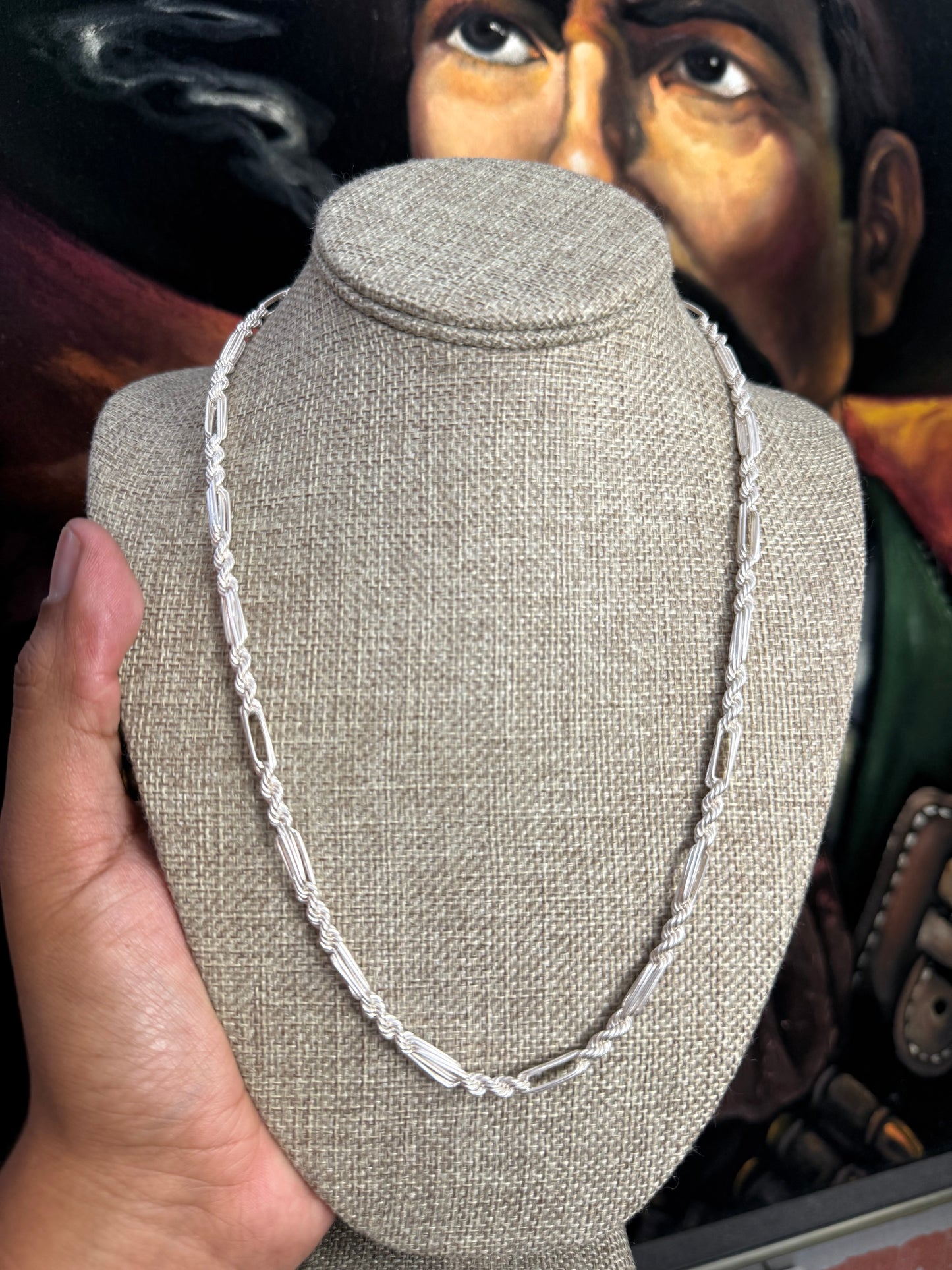 .925 Sterling Silver Solid Rope Milano Link Chain 24”