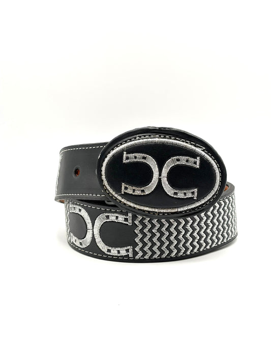 Leather Embossed Horseshoe Belt Sz. 38”