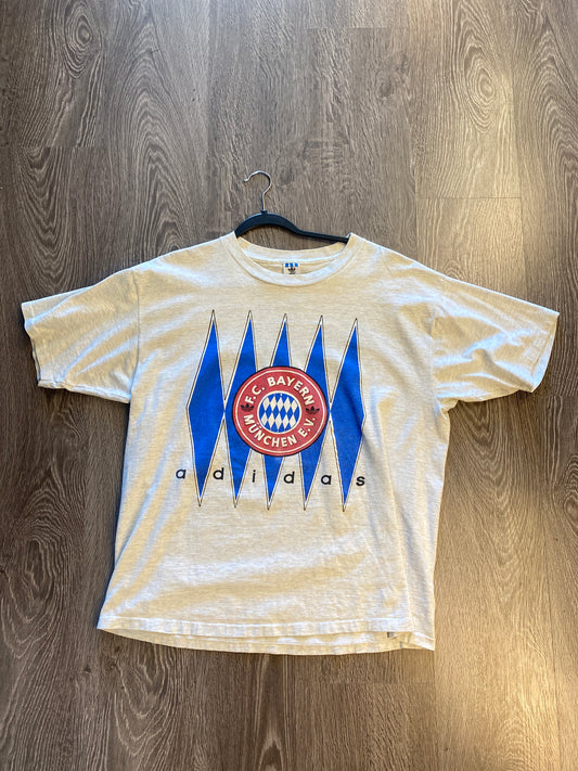 Vintage Adidas Bayern Munich FC T-Shirt Grey Sz XL