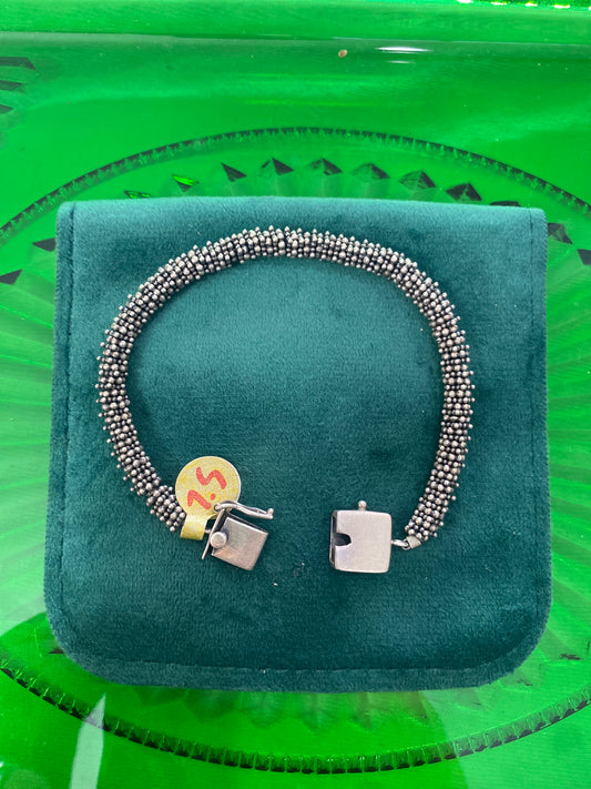 .925 Sterling Silver Rope Beaded Bracelet 7.5”