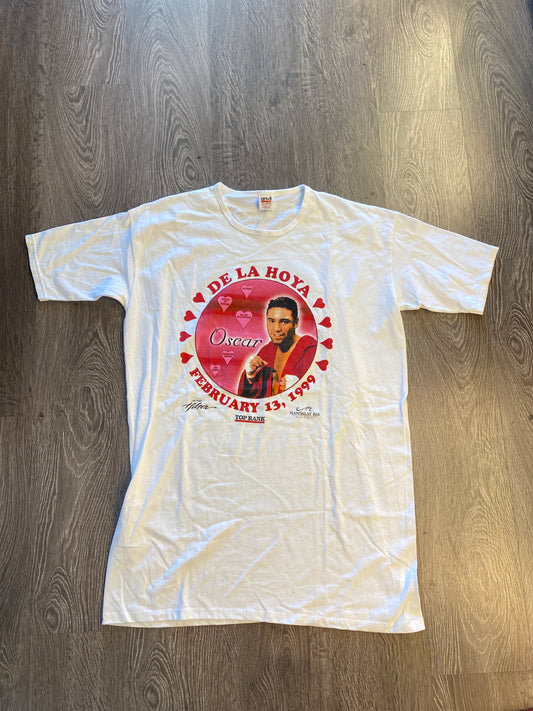 Vintage Oscar De La Hoya February 1999 Valentines Day T-Shirt White Sz 2XL