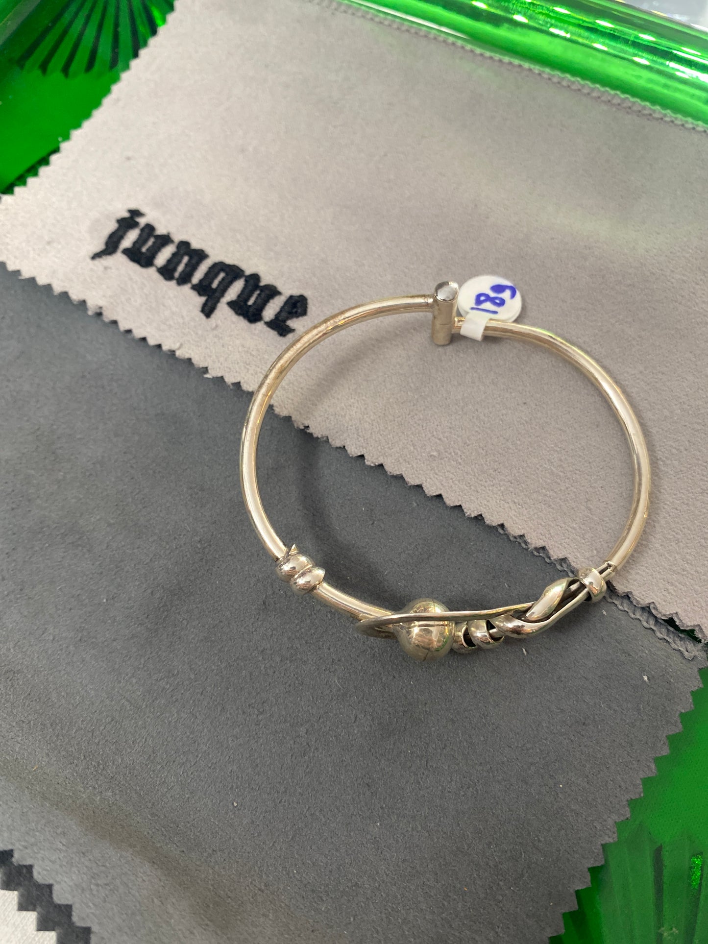 .925 Sterling Silver Anchor Beaded Cuff clip Bracelet