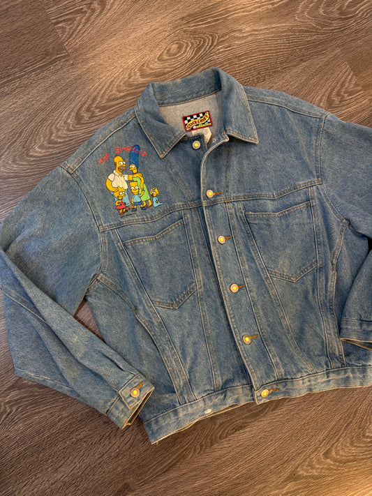 Vintage 90s The Simpsons Denim Jacket Bart Simpson “Eat My Shorts, Man!” Graphic Jacket