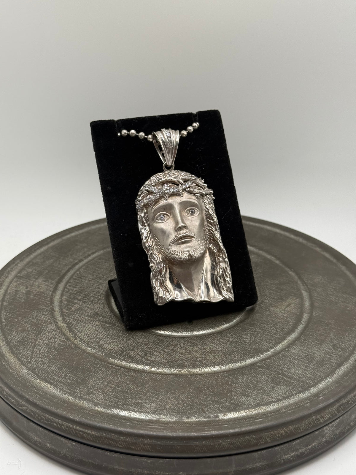 .925 Sterling Silver CZ Diamond Jesus piece 3”