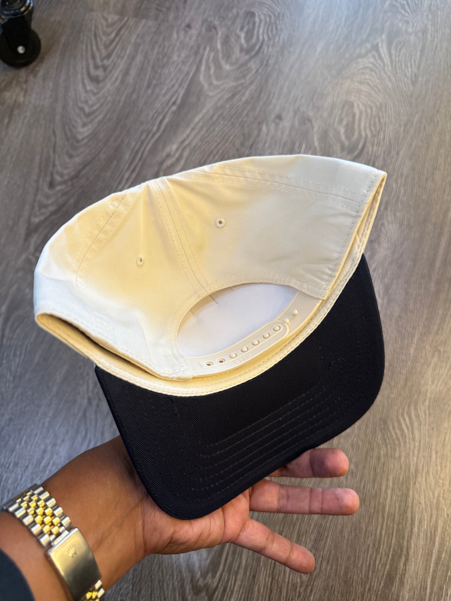 junque off-white/navy snapbacks
