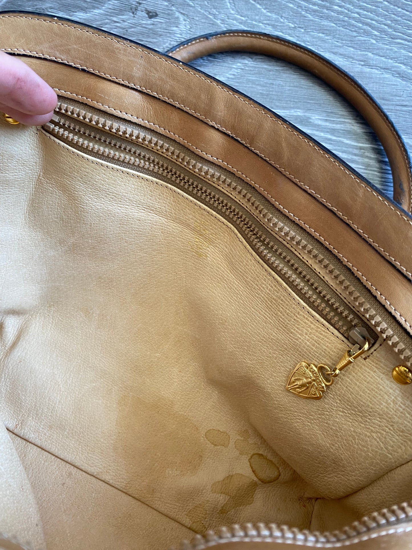 Vintage Gucci Micro GG Canvas Top Handle Leather Hand Bag Handbag Purse Light Brown