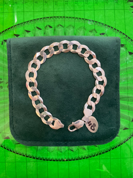 .925 sterling silver large Cuban link bracelet 8”